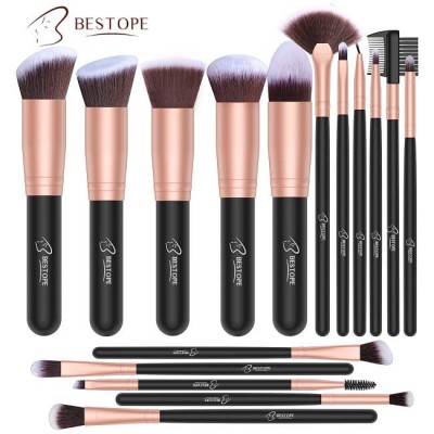 Bestope 16pcs High Quality Professional Premium Synthetic Foundation Brushes Cosmetic Makeup Brush Kit