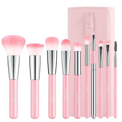 Bestope 10 Pcs Makeup Beauty Fancy Makeup Professional Gift Eye Brush Set Natural Hair Rose Gold Pink Makeup Brushes